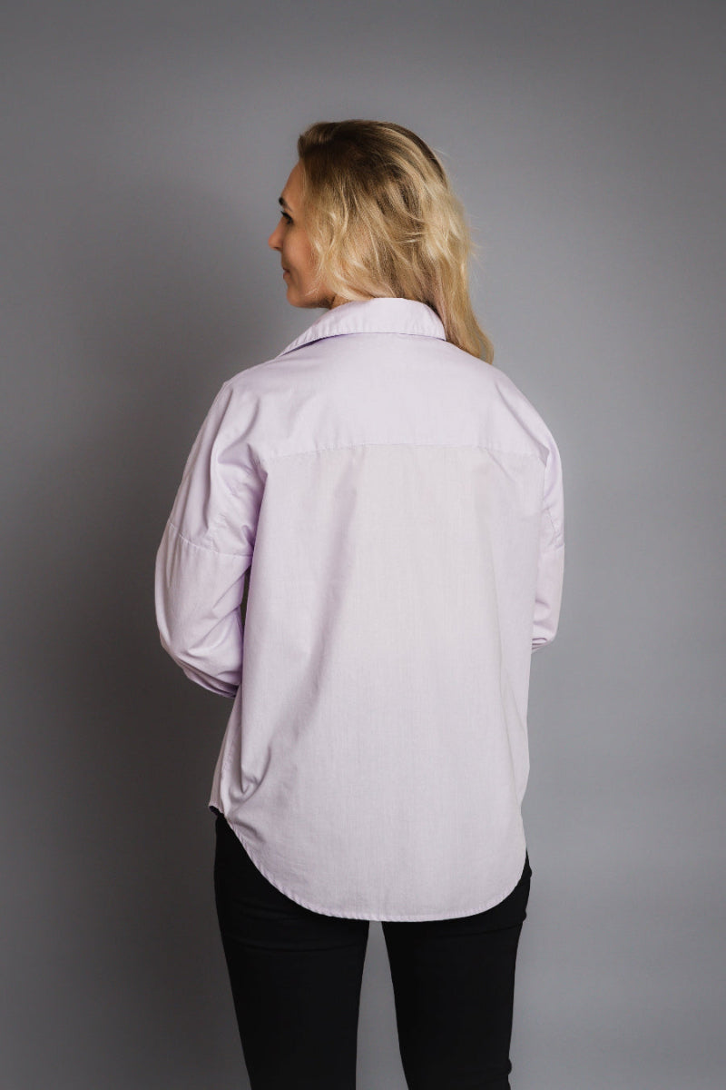 makö women's oversized dream lavender basic shirt, perfect for a classic and versatile wardrobe essential.